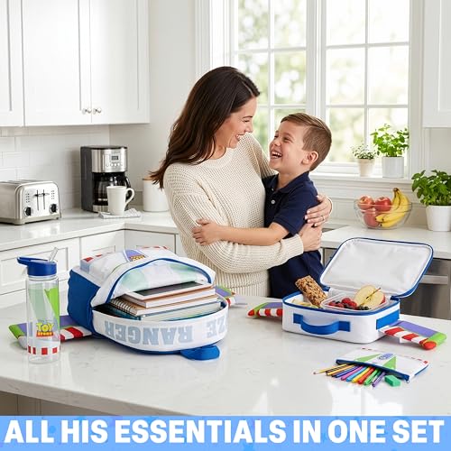 Boys 4-Piece School Backpack Set with Insulated Lunch Bag & Water Bottle