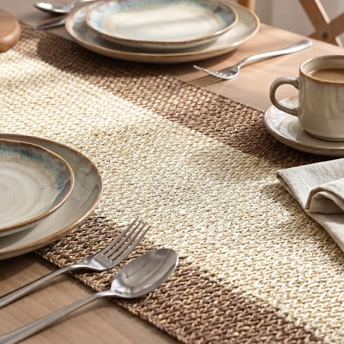 Artoid Mode 12x72 Inch Rustic Paper Braided Table Runner for Christmas & Holiday Decor