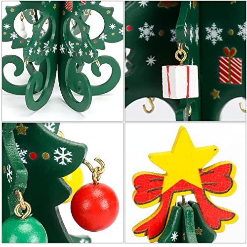 Spencer 2-Piece Wooden Mini Christmas Tree Set - 7.5 Inch Holiday Tabletop Decor