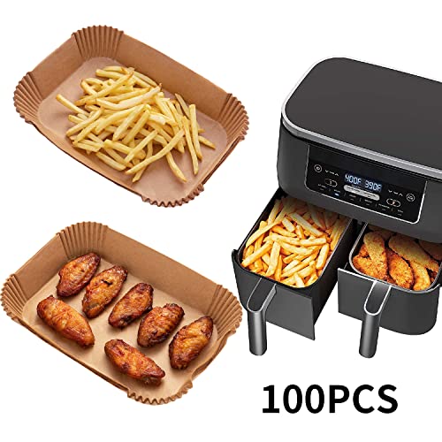 Rectangular Air Fryer Disposable Paper Liners - 100 Pack Non-Stick 9x6 Inch