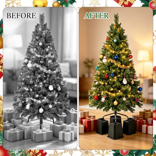 6 Inch Black Plastic Christmas Tree Risers Set of 4 | Space-Saving Holiday Decor Support