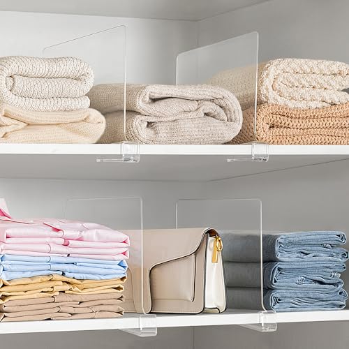 Clear Acrylic Closet Shelf Dividers 6 Pack for Purses and Sweaters