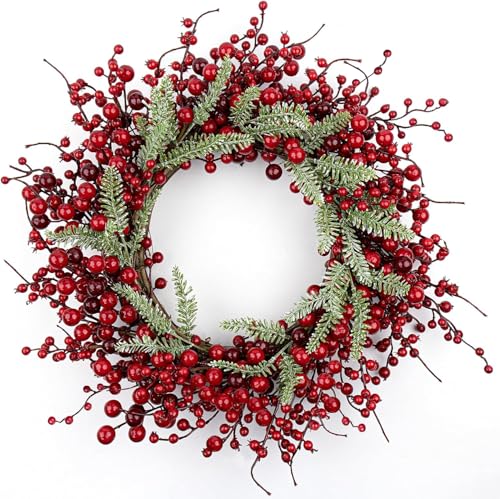 Yawwind Red Christmas Wreath 20 Inches Farmhouse Holiday Decor Front Door