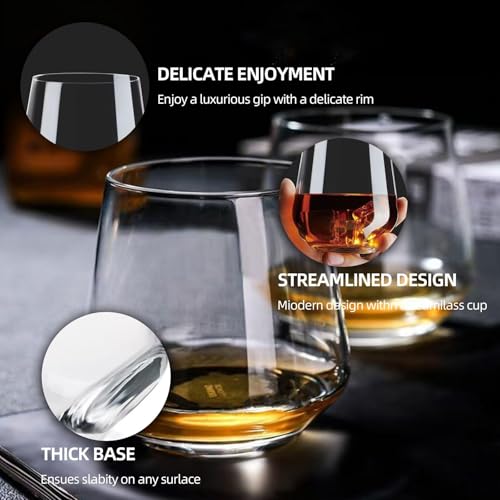 Stemless Wine Glasses Set of 4, 13.5oz Lead-Free Crystal Clear Glassware