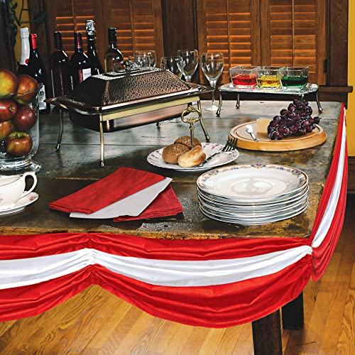 Red and White Fabric Bunting Swags – 2 Pack Patriotic Party Decorations
