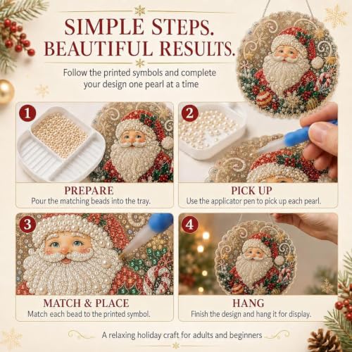 UHONEY Christmas Pearl Diamond Painting Suncatcher Kit Model B - DIY Festive Window Decor