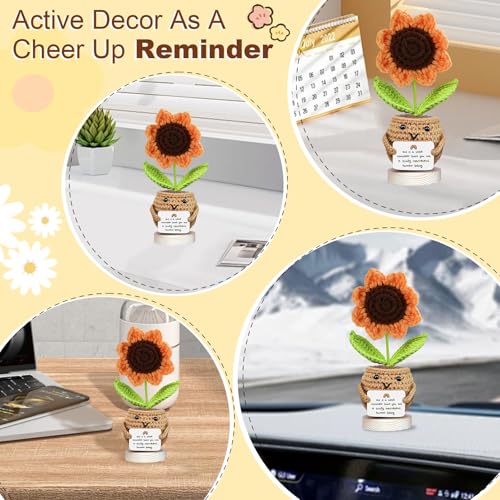 Handmade Crochet Sunflower Doll Gift - Desk Decor, Appreciation Card Included