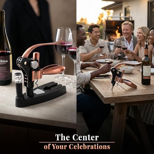 Luxe Bronze Complete Corkscrew Wine Opener Set with 7 Accessories – Effortless Uncorking & Preservation