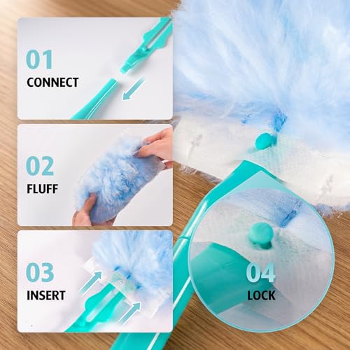 360° Microfiber Duster Kit - 30 Disposable Refills with 1 Secure Handle