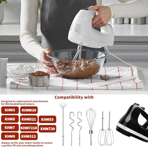 6-Piece Stainless Steel Hand Mixer Attachment Set for Kitchen Mixers
