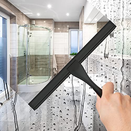 10-Inch Stainless Steel Shower Squeegee with Adhesive Hook, Black