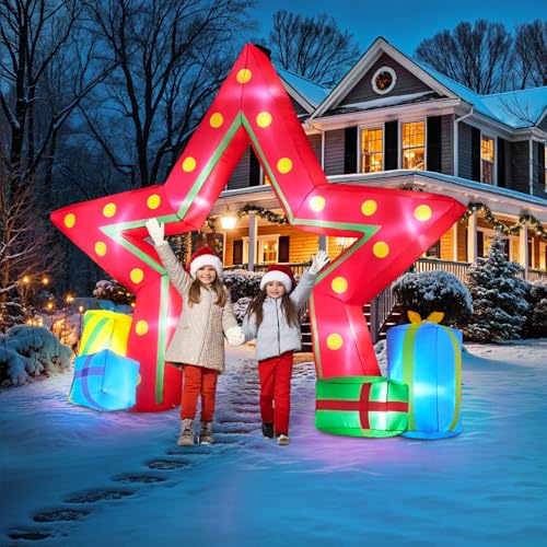 OurWarm 10ft Outdoor Christmas Inflatable Arch with Built-In LED Lights