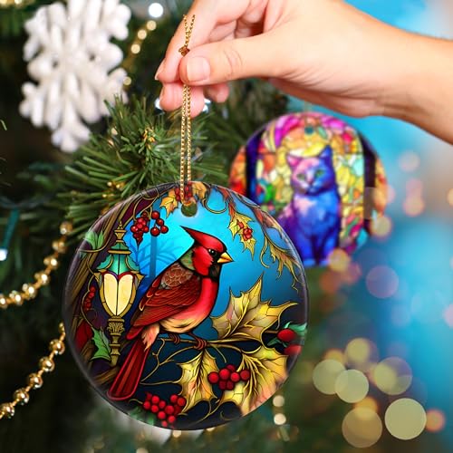 Cardinal Ceramic Christmas Ornament - 2.8-Inch Holiday Keepsake Gift