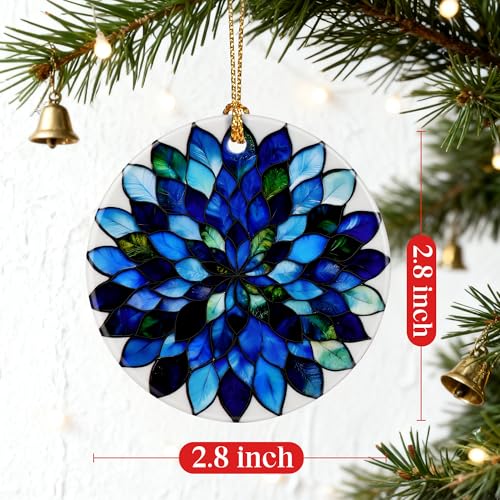 DOUHASU Mandala Christmas Ornament - Ceramic Holiday Tree Decor, Gift Idea
