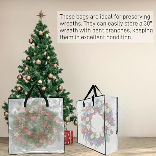 5-Pack Clear Storage Bags with Handles and Zippers for Moving, Wreaths, and Bedding