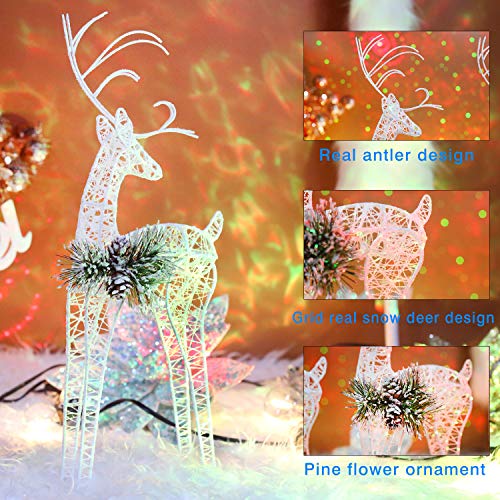 White Glitter Christmas Reindeer Figurines - 2-Piece Holiday Table Decor