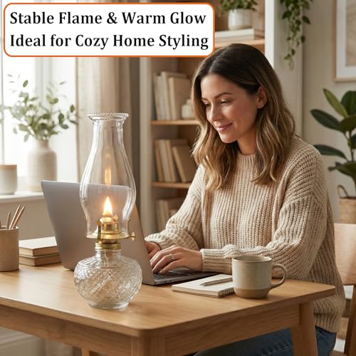 Clear Glass Oil Lamp Chimney Replacement - 3 Inch Base Hurricane Shade
