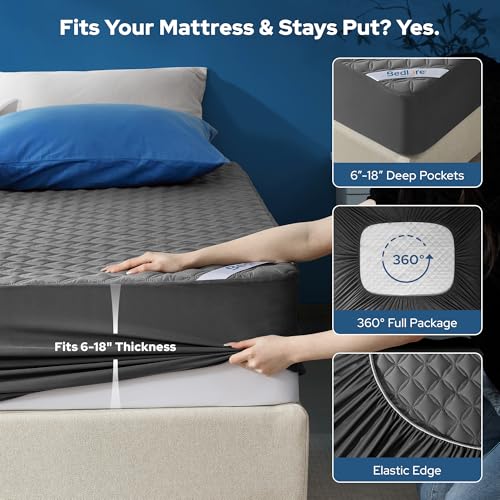 BEDLORE 2-Pack Waterproof Queen Mattress Protector - Deep Pocket Gray
