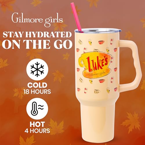 40oz Stainless Steel Tumbler with Handle and Straw - Themed Travel Cup