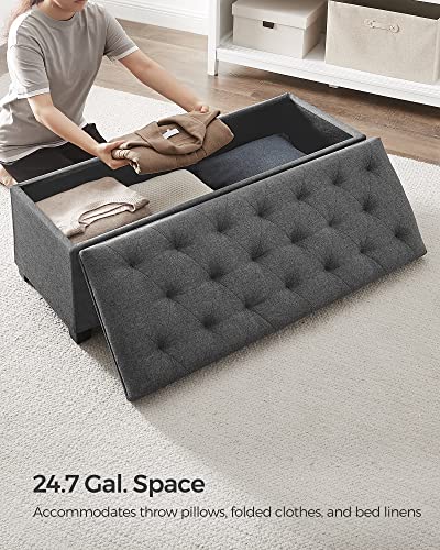 Upholstered Storage Ottoman Bench, 43-Inch End of Bed Foot Rest