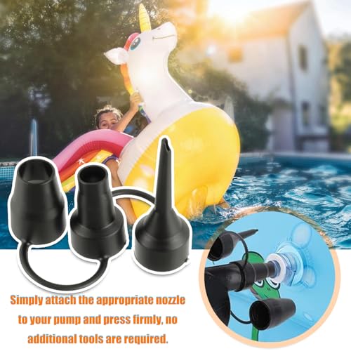 Air Pump Replacement Nozzles Set - 3 Sizes for Inflatable Toys & Mattresses