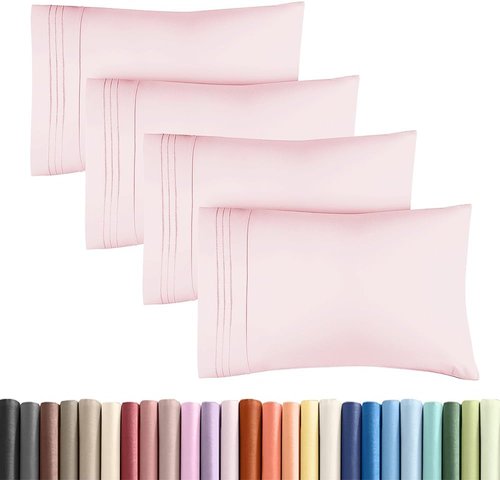 King Standard Pillow Cases - Soft Hotel Quality Covers for Comfy Bedding | Set of 4 in Lavender Pink