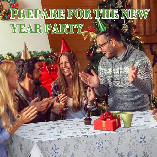 Kinlop 12 Pcs Snowflake Christmas Tablecloth Bulk 54 x 108 in Winter Decor