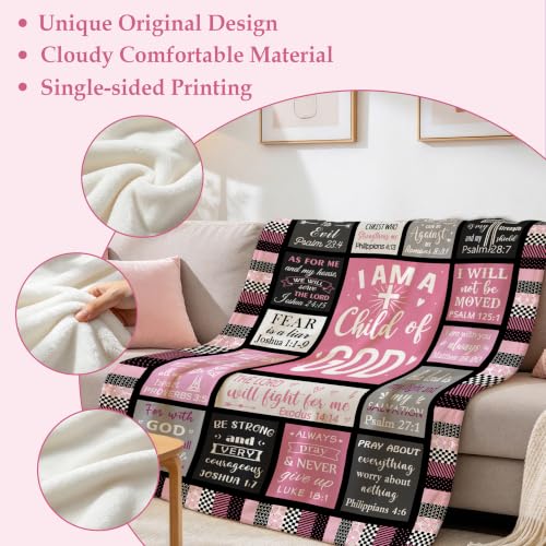 Christian Gifts for Women Pink 80x60 Blanket - I Am a Child of God