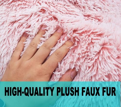 Fluffy Faux Fur Bean Bag Chair Cover - Stuffed Animal Storage Organizer