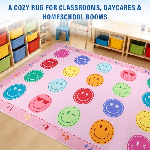 5'x7'6" Classroom Area Rug with 15 Seating Spots, Non-Slip Kids Carpet