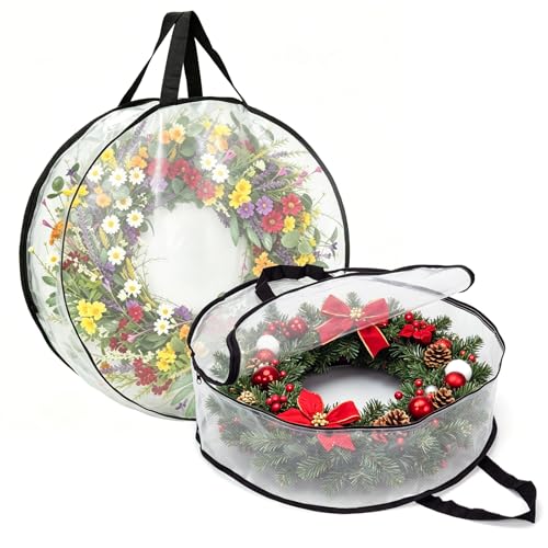 EverPetal 2-Pack 24-Inch Wreath Storage Bags for Holiday & Seasonal Decor