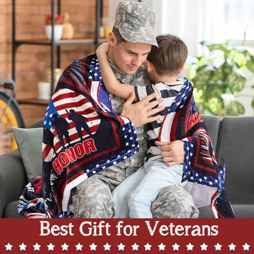 Veterans Day Blanket 60x50 Proud Military Gift for Men - 4 Pieces