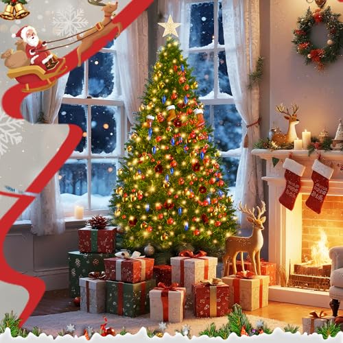 6ft Pre-Lit Artificial Christmas Tree with 250 Warm LED Lights & 1,000 Tips