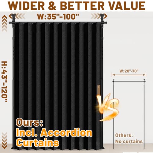 Blackout Room Divider Curtain with No-Drill Tension Rod, 100x84 Inch