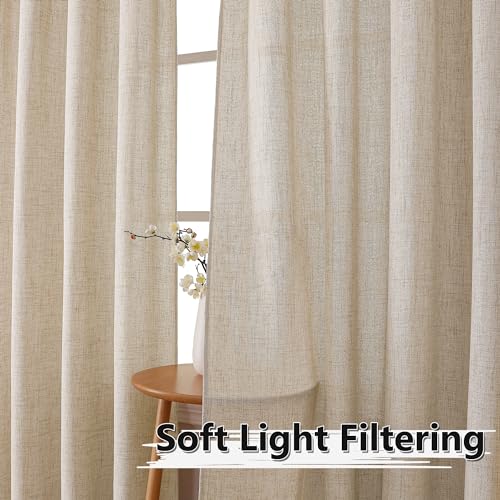 Short Linen Tier Curtains - Rod Pocket Light Filtering, 30x24 In, Set of 2