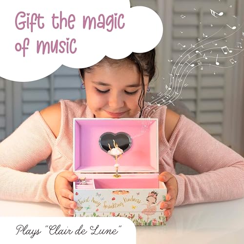 Ballerina Musical Jewelry Box with Spinning Figurine & Storage Organizer