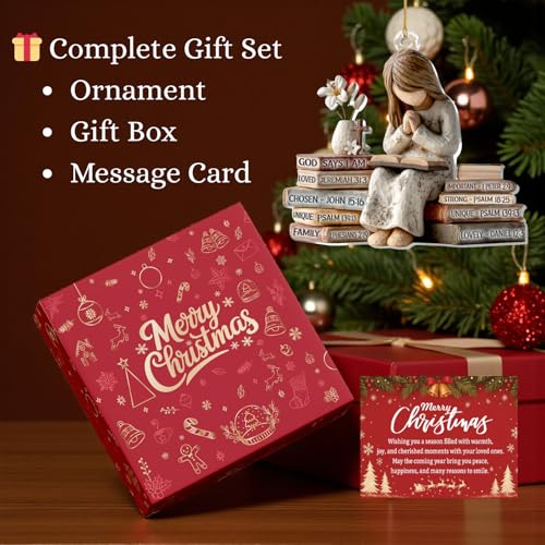 God Says I Am Christian Christmas Ornament 2026 - Faith Gift for Women - Variation of Kat_lh God You Arr Girl Book