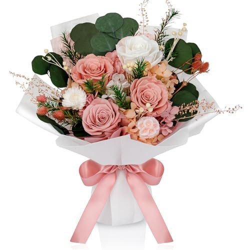 Preserved Rose Bouquet - Dusty Rose Everlasting Flowers Gift for Women