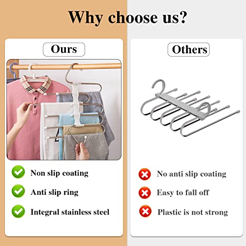 Space Saving Pants Hangers 2 Pack Metal Closet Organizer for Jeans