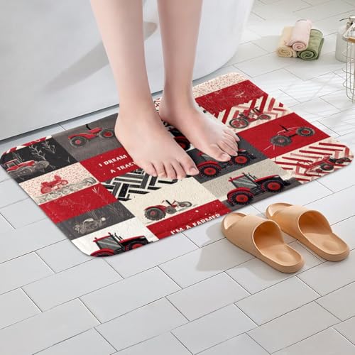 Tractor Bath Mat for Kids, 16x24 Inch Non-Slip Farm Vehicle Bathroom Rug