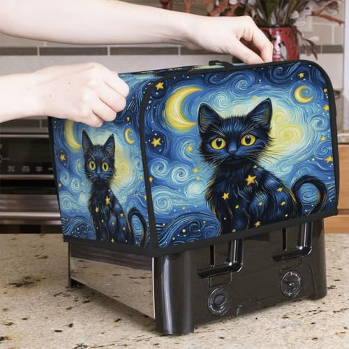 2-Slice Toaster Cover Waterproof Dust Protector with Cat Moon Print