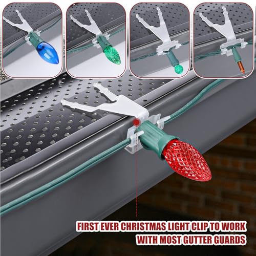 Colingmill 100 Pcs White Christmas Gutter Clips for Outdoor Lights and Gutter Guards