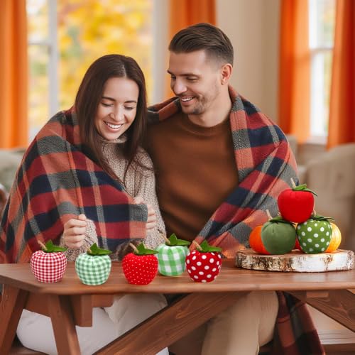8 Pcs Artificial Fabric Apples - Fall Table Decor & Bowl Filler