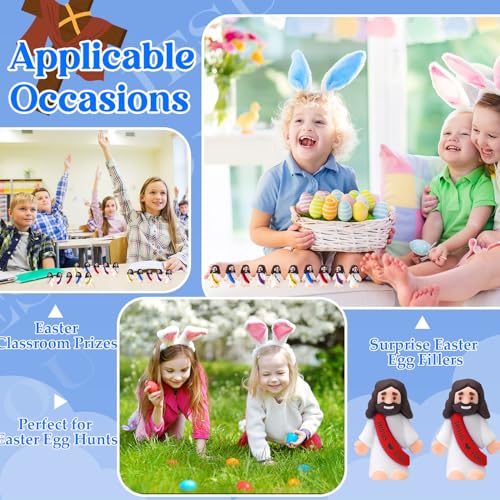 25 Pcs Mini Jesus Figurines, Small Rubber Religious Figures for Party Favors