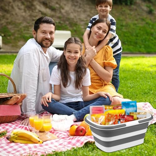 Grey Zoketriton Collapsible Ice Buckets for Parties, Wine & Drink Cooler, Foldable Beverage Tub, Large Capacity
