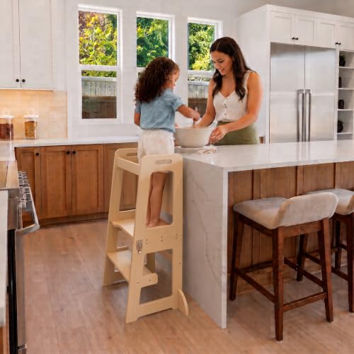 4-in-1 Foldable Toddler Learning Tower, Step Stool, Desk and Chair Set