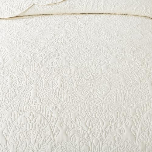HoneiLife Oversized Queen Quilt Set - 3-Piece Lightweight Bedspread (Beige)