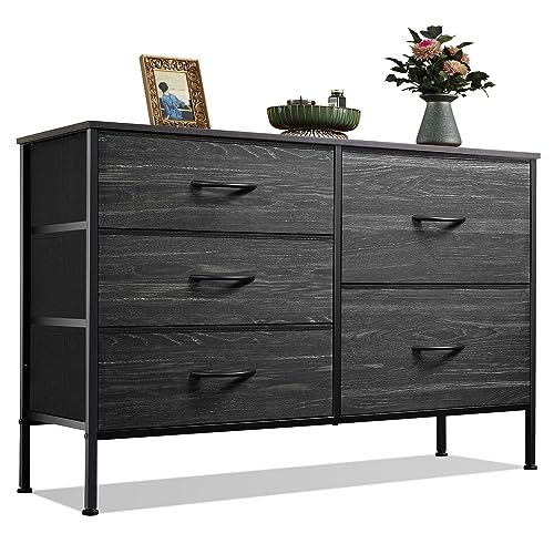 5-Drawer Fabric Dresser with Steel Frame, Modern Bedroom Storage Chest