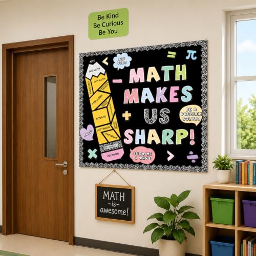 Math Makes Us Sharp Bulletin Board Decoration Set for Classroom Teachers
