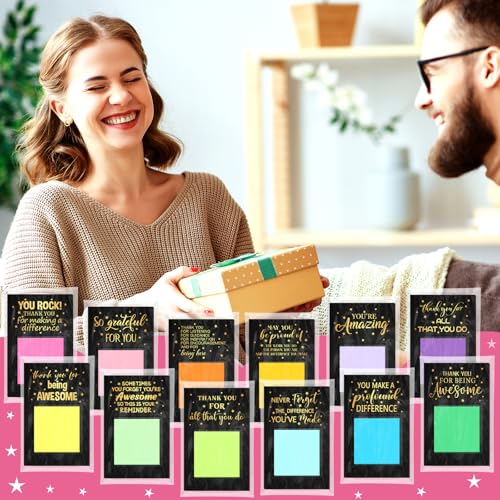 Motipuns 72 Pcs Christmas Appreciation Gifts Bulk Black Sticky Note Holder – Classic Black